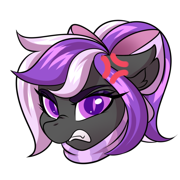 Size: 2000x2000 | Tagged: safe, artist:ask-colorsound, derpibooru import, oc, oc:nightwalker, unofficial characters only, pony, angry, bow, clothes, emotes, fangs, hair bow, looking at you, scarf, simple background, slit eyes, slit pupils, transparent background