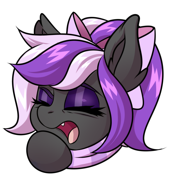 Size: 2000x2000 | Tagged: safe, artist:ask-colorsound, derpibooru import, oc, oc:nightwalker, unofficial characters only, pony, bow, clothes, emotes, eyes closed, fangs, hair bow, open mouth, scarf, simple background, slit eyes, slit pupils, transparent background, yawn