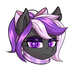 Size: 2000x2000 | Tagged: safe, artist:ask-colorsound, derpibooru import, oc, oc:nightwalker, unofficial characters only, pony, bow, clothes, emotes, fangs, hair bow, looking at you, scarf, simple background, slit eyes, slit pupils, transparent background
