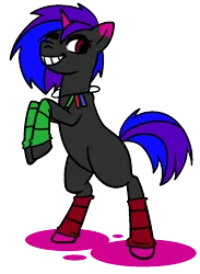 Size: 752x1028 | Tagged: safe, artist:dragonflyfire8, artist:ponebox, derpibooru import, oc, unofficial characters only, pony, unicorn, collaboration, female, glowstick, grin, horn, jewelry, leg warmers, mare, necklace, one eye closed, rearing, simple background, smiling, solo, transparent background, unicorn oc, wink
