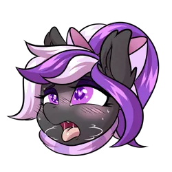 Size: 2000x2000 | Tagged: suggestive, artist:ask-colorsound, derpibooru import, oc, oc:nightwalker, unofficial characters only, pony, ahegao, blushing, bow, clothes, emotes, fangs, hair bow, heart eyes, open mouth, scarf, simple background, tongue out, transparent background, wingding eyes
