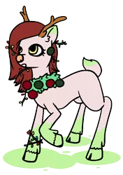 Size: 582x826 | Tagged: artist:dragonflyfire8, artist:ponebox, clothes, cloven hooves, collaboration, deer, deer pony, derpibooru import, oc, original species, raised hoof, safe, scarf, simple background, solo, transparent background, unofficial characters only
