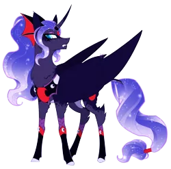 Size: 2048x2024 | Tagged: safe, artist:ajue, deleted from derpibooru, derpibooru import, idw, princess luna, alicorn, pony, chest fluff, colored pupils, dappled, ethereal mane, evil luna, female, high res, hoof shoes, horn, horn ring, leg fluff, mare, ring, simple background, solo, tail wrap, transparent background