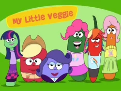 Size: 1024x768 | Tagged: applejack, artist:cartuneslover16, crossover, derpibooru import, fluttershy, pinkie pie, rainbow dash, rarity, safe, twilight sparkle, unrelated description, veggietales, vulgar description, wat