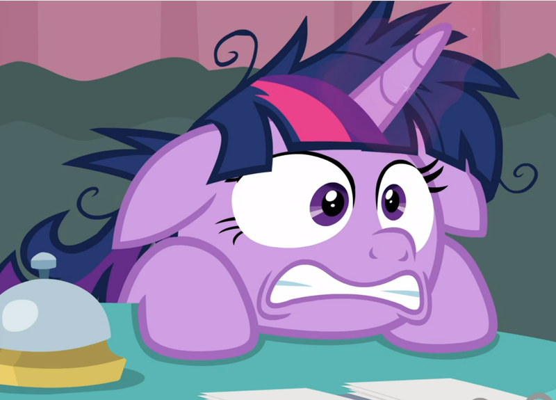 Size: 1304x938 | Tagged: safe, derpibooru import, screencap, twilight sparkle, twilight sparkle (alicorn), alicorn, pony, a trivial pursuit, cropped, faic, floppy ears, messy mane, nervous, shrunken pupils, solo, twilight snapple