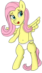 Size: 2124x3708 | Tagged: suggestive, artist:alviniscute, derpibooru import, fluttershy, pony, belly button, briefs, clothes, pulling, pulling clothes, simple background, solo, transparent background, underwear, wings