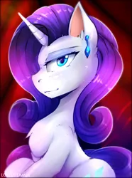 Size: 822x1107 | Tagged: safe, artist:lostdreamm, derpibooru import, rarity, pony, unicorn, chest fluff, ear fluff, ear piercing, earring, female, jewelry, mare, piercing, profile, solo