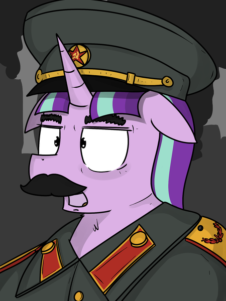 Size: 1500x2000 | Tagged: safe, artist:kippzu, derpibooru import, starlight glimmer, pony, communism, drawthread, josef stalin, solo, stalin glimmer