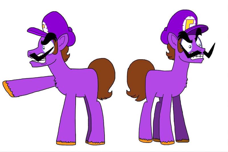 Size: 1024x683 | Tagged: safe, artist:cailauniverse, derpibooru import, ponified, earth pony, pony, solo, super mario bros., waluigi, waluigi's hat