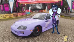 Size: 1192x670 | Tagged: safe, artist:forzaveteranenigma, derpibooru import, sugarcoat, fanfic:shadowbolts racing, equestria girls, car, forza horizon 4, photo, toyota, toyota supra