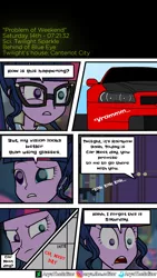 Size: 1080x1920 | Tagged: safe, artist:aryatheeditor, derpibooru import, sci-twi, twilight sparkle, comic:behind of blue eye, comic:mlp daily life, equestria girls, call of duty, car, clothes, comic, daily life, digital art, element of magic, geode of telekinesis, glasses, magical geodes, nissan, nissan skyline, pajamas, powerful sparkle, serious, serious face, shocked, shocked expression, solo