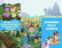 Size: 2000x1545 | Tagged: safe, derpibooru import, apple bloom, lavandula, nature walk, scootaloo, sweetie belle, pony, background pony, cutie mark crusaders, female, filly, filly guides