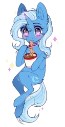Size: 705x1386 | Tagged: safe, artist:kitten-in-the-jar, derpibooru import, trixie, pony, unicorn, blushing, chopsticks, eating, female, food, heart eyes, mare, noodles, ramen, simple background, solo, sparkles, starry eyes, transparent background, white outline, wingding eyes