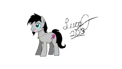 Size: 816x460 | Tagged: safe, artist:lucas_gaxiola, derpibooru import, oc, unofficial characters only, earth pony, pony, beard, earth pony oc, facial hair, jewelry, male, ms paint, necklace, signature, simple background, smiling, solo, stallion, white background