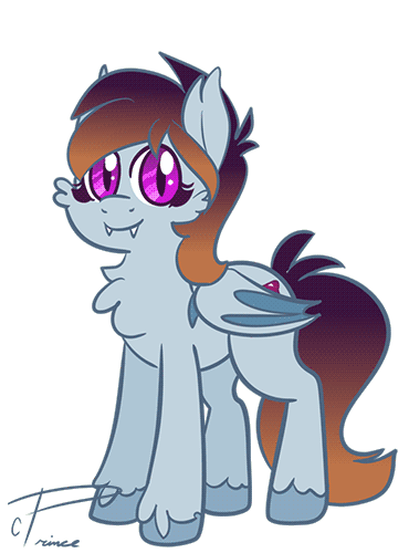 Size: 370x500 | Tagged: safe, artist:crowneprince, derpibooru import, oc, unofficial characters only, bat pony, pony, animated, cute, cute little fangs, eeee, fangs, female, gif, mare, ocbetes, screech, simple background, solo, transparent background