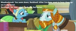 Size: 862x360 | Tagged: a rockhoof and a hard place, derpibooru import, female, implied sex, male, meadowbrook, meme, rockbrook, rockhoof, shipping, straight, suggestive