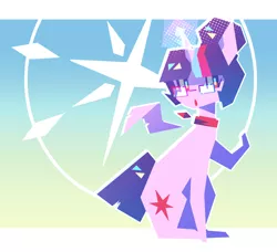 Size: 1000x910 | Tagged: safe, artist:polyhedra-000, derpibooru import, twilight sparkle, twilight sparkle (alicorn), alicorn, pony, abstract background, alternate hairstyle, clothes, cute, female, floating wings, glasses, glowing horn, hair bun, horn, mare, scarf, sitting, solo, twiabetes, wings