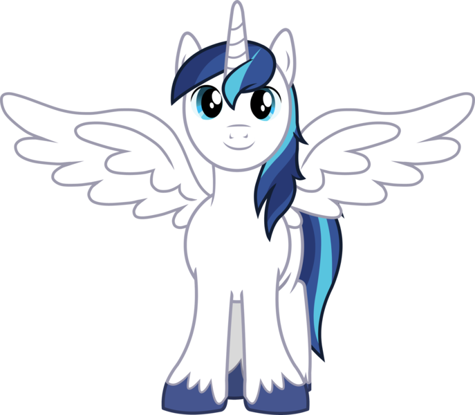 Size: 2578x2251 | Tagged: artist needed, safe, derpibooru import, edit, vector edit, shining armor, alicorn, pony, alicornified, cute, looking at you, male, outstretched wings, prince shining armor, race swap, shining adorable, shiningcorn, simple background, smiling, solo, stallion, transparent background, unshorn fetlocks, vector, wings