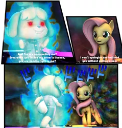 Size: 2100x2200 | Tagged: safe, artist:sourcerabbit, derpibooru import, fluttershy, dog, pegasus, pony, 3d, animal crossing, crossover, dio brando, isabelle, jojo's bizarre adventure, jotaro kujo, oh you're approaching me, vannamelon