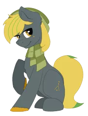 Size: 750x997 | Tagged: safe, artist:juul, derpibooru import, oc, oc:jon, earth pony, pony, 2020 community collab, derpibooru community collaboration, beanie, clothes, hat, looking at you, male, scarf, simple background, solo, transparent background