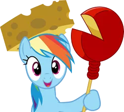 Size: 3300x3000 | Tagged: safe, artist:cloudyglow, derpibooru import, rainbow dash, pegasus, pony, pinkie pride, .ai available, cheese, cheese hat, edam, female, food, hat, high res, mare, simple background, smiling, solo, transparent background, vector