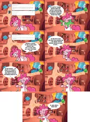 Size: 2094x2846 | Tagged: safe, artist:pippy, derpibooru import, gummy, pinkie pie, pony, pinkiepieskitchen, apron, clothes, golden oaks library, teary eyes