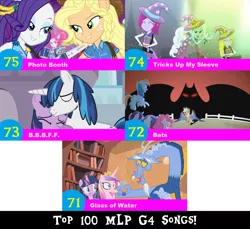 Size: 1704x1560 | Tagged: safe, artist:don2602, derpibooru import, edit, edited screencap, screencap, applejack, discord, fuchsia blush, lavender lace, pinkie pie, princess cadance, rainbow dash, rarity, shining armor, trixie, twilight sparkle, twilight sparkle (alicorn), alicorn, draconequus, earth pony, pegasus, pony, unicorn, a canterlot wedding, bats!, equestria girls, equestria girls series, rainbow rocks, rollercoaster of friendship, three's a crowd, b.b.b.f.f., clothes, dress, drums, eyes closed, female, filly, filly twilight sparkle, glass of water, hug, microphone, musical instrument, photo booth (song), ponied up, stop the bats, top 100 mlp g4 songs, tricks up my sleeve, trixie and the illusions, younger