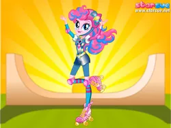 Size: 800x600 | Tagged: safe, artist:user15432, derpibooru import, pinkie pie, human, equestria girls, friendship games, bracelet, clothes, dressup game, elbow pads, helmet, jewelry, knee pads, necklace, ponied up, roller derby, roller skates, rollerblades, skates, socks, sporty style, starsue, stockings, thigh highs