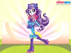 Size: 800x600 | Tagged: safe, artist:user15432, derpibooru import, rarity, human, equestria girls, friendship games, clothes, dressup game, elbow pads, helmet, jewelry, knee pads, leggings, necklace, ponied up, roller derby, roller skates, rollerblades, sporty style, starsue