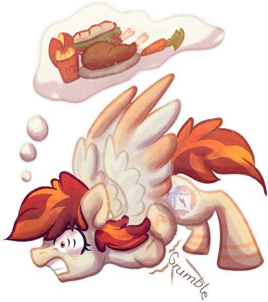 Size: 841x950 | Tagged: artist:amura-of-jupiter, bird, carrot, cheese, cheese wheel, cringing, derpibooru import, empty stomach, face down ass up, fasting, female, food, french fries, gritted teeth, holding stomach, hungry, oc, oc:amura, pegasus, pegasus oc, ponies wanting to eat meat, safe, series:austria tales, simple background, spread wings, starving, stomach growling, straining, stressed, sub sandwich, transparent background, turkey, unofficial characters only, wings