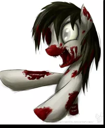 Size: 900x1100 | Tagged: grimdark, artist:rule1of1coldfire, derpibooru import, pony, undead, zombie, zombie pony, blood, solo