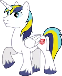 Size: 1024x1253 | Tagged: safe, derpibooru import, oc, oc:captain whooves, alicorn, pony, 1000 hours in ms paint, alicorn oc, autobot symbol, horn, recolor, solo, wings