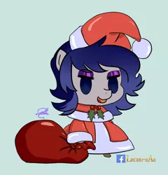 Size: 800x834 | Tagged: artist:lechu-zaz, christmas, clothes, costume, derpibooru import, hat, holiday, oc, oc:moonlit silver, padoru, safe, santa costume, santa hat