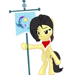Size: 1060x1061 | Tagged: safe, artist:northerndawnart, derpibooru import, oc, oc:maria maharlika, unofficial characters only, earth pony, pony, 2020 community collab, derpibooru community collaboration, bipedal, clothes, earth pony oc, equestrian flag, female, flag, scarf, simple background, solo, transparent background
