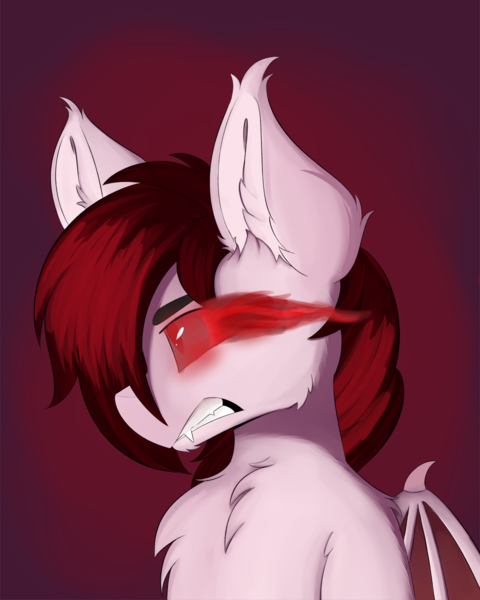 Size: 960x1200 | Tagged: safe, artist:lunar froxy, derpibooru import, oc, unofficial characters only, bat pony, bat pony oc, bat wings, bust, chest fluff, glowing eyes, male, portrait, solo, stallion, wings