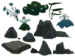 Size: 3000x2265 | Tagged: absurd resolution, .ai available, artist:boneswolbach, bush, derpibooru import, everfree forest, flower, no pony, plant, .psd available, resource, rock, safe, simple background, .svg available, transparent background, vector