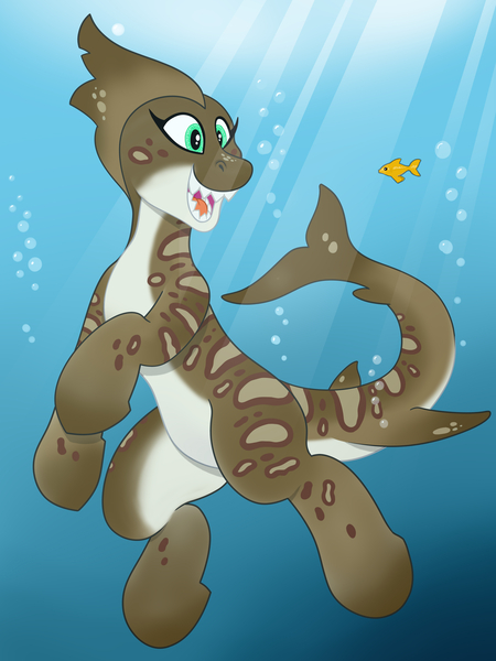 Size: 3024x4032 | Tagged: safe, artist:wispy tuft, derpibooru import, oc, oc:sushi roll, fish, goldfish, original species, pony, shark, shark pony, bubble, cute, leopard shark, quadrupedal, shark teeth, sharp teeth, strange waifus, teeth