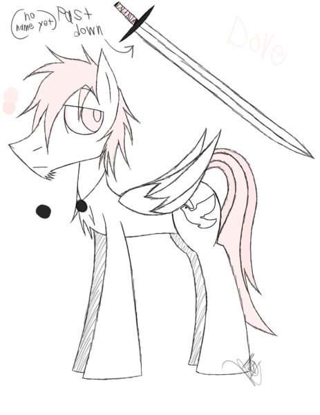 Size: 888x1150 | Tagged: safe, artist:didun850, derpibooru import, oc, oc:peace dove, unofficial characters only, pegasus, pony, chest fluff, jewelry, male, necklace, pegasus oc, reference sheet, simple background, solo, stallion, sword, transparent background, weapon, wings