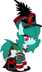 Size: 1280x2186 | Tagged: safe, artist:fletcherthehuntress, derpibooru import, oc, oc:lunar darkheart, bat pony, pony, clothes, female, hat, mare, saber, sabre, simple background, solo, sword, transparent background, uniform, weapon