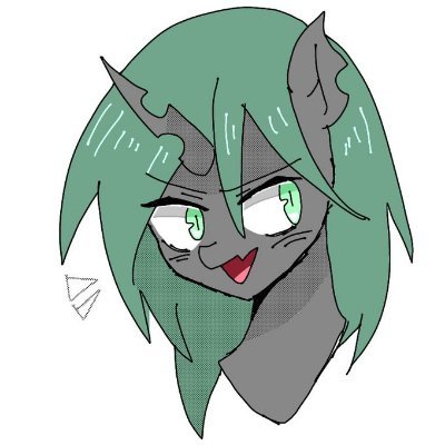 Size: 400x400 | Tagged: artist:k_clematis, bust, changeling, changeling queen, changeling queen oc, derpibooru import, female, oc, open mouth, safe, simple background, smiling, solo, unofficial characters only, white background