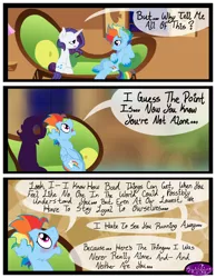 Size: 3500x4500 | Tagged: safe, artist:becauseimpink, derpibooru import, rainbow dash, rarity, pegasus, pony, unicorn, comic:transition, blushing, comic, couch, dialogue, elusive, looking up, male, rainbow blitz, rule 63, sitting, stallion, transgender, unshorn fetlocks