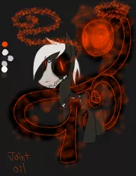 Size: 888x1150 | Tagged: safe, artist:didun850, derpibooru import, oc, unofficial characters only, earth pony, pony, shadow pony, black sclera, dark background, earth pony oc, glowing eyes, male, possessed, slit eyes, solo, sombra eyes, stallion