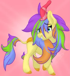 Size: 1309x1417 | Tagged: artist:soctavia, bedroom eyes, blushing, derpibooru import, female, grin, kirin, oc, oc:jellybean dreams, safe, simple background, smiling, solo