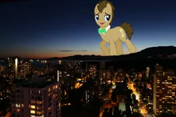 Size: 1998x1332 | Tagged: safe, artist:illumnious, derpibooru import, doctor whooves, time turner, pony, british columbia, building, canada, city, giant pony, highrise ponies, irl, macro, male, mega giant, night, photo, ponies in real life, scenery, vancouver