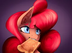 Size: 2048x1534 | Tagged: safe, artist:toastzebra, derpibooru import, oc, oc:cinnarose, pegasus, pony, bread, bust, food, gradient background, purple background, simple background, solo, toast