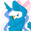 Size: 100x100 | Tagged: adorable face, alicorn, alicorn oc, artist:angelroselle, bow, cute, derpibooru import, female, hair bow, horn, mare, oc, oc:fleurbelle, safe, smiling, wings, yellow eyes