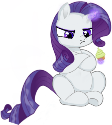 Size: 387x432 | Tagged: safe, artist:dashybestpony, derpibooru import, rarity, pony, unicorn, cupcake, diet, female, food, mare, purple eyes, simple background, sitting, wrong eye color