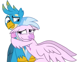 Size: 5994x4817 | Tagged: safe, artist:ejlightning007arts, derpibooru import, gallus, silverstream, classical hippogriff, gryphon, hippogriff, cute, diastreamies, female, gallabetes, gallstream, hug, jewelry, male, necklace, shipping, simple background, sitting, straight, transparent background, vector, wings