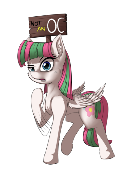 Size: 4677x6614 | Tagged: safe, artist:calena, derpibooru import, blossomforth, pegasus, pony, 2020 community collab, derpibooru community collaboration, absurd resolution, female, not an oc, requested art, sign, simple background, solo, transparent background