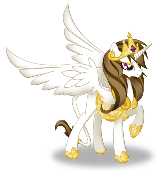 Size: 1202x1310 | Tagged: alicorn, alicorn oc, artist:zahpkiel, clothes, crown, derpibooru import, horn, jewelry, oc, oc:kali, regalia, safe, simple background, transparent background, unofficial characters only, wings